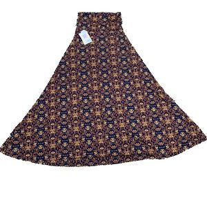 Lularoe XXS Maxi Womens Skirt Navy Blue Floral Long Slinky New